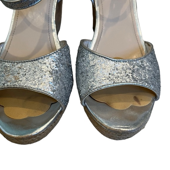 Prada Silver Glitter Cork Wedge Sandal, Sz 40 - Picture 13 of 16